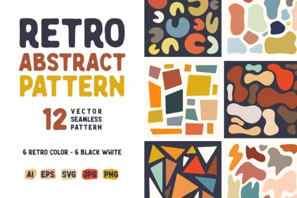 Abstract Shape Retro - Seamless Patterns: A Versatile Digital Paper Set for Creative Projects