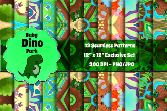 Baby Dino Park - 12 Seamless Patterns