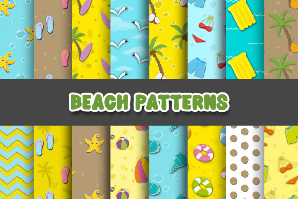 Beach Summer Digital Paper Patterns for Creative Projects