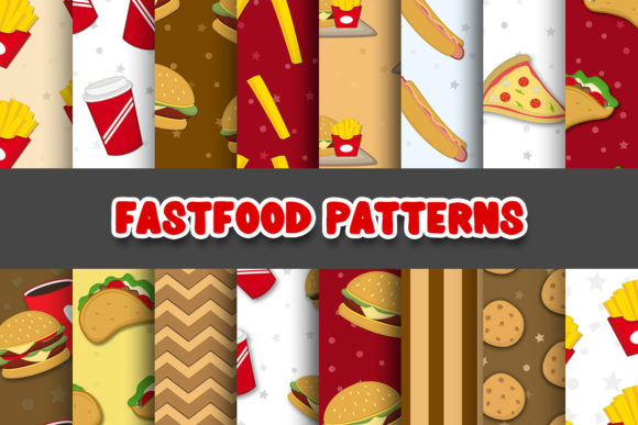 Fast Food Digital Papers Patterns for Creative Projects