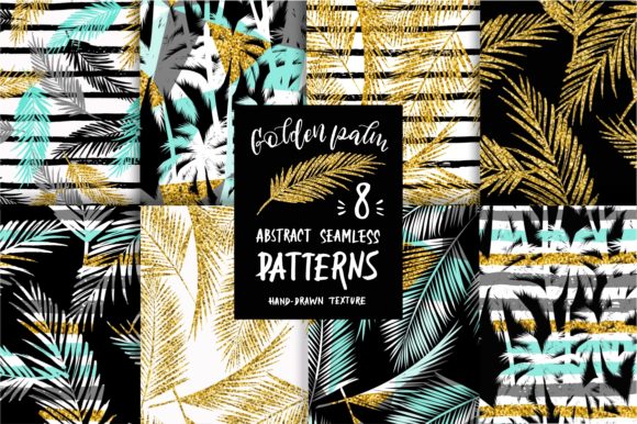 Golden Palm: 8 Seamless Patterns for Bold, Tropical-Inspired Design